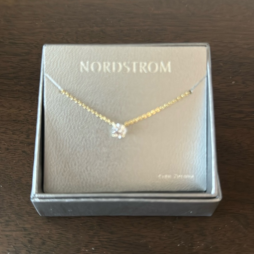 NWOT/original Nordstrom box! Cubic zirconia pendant necklace. Gold plated chain